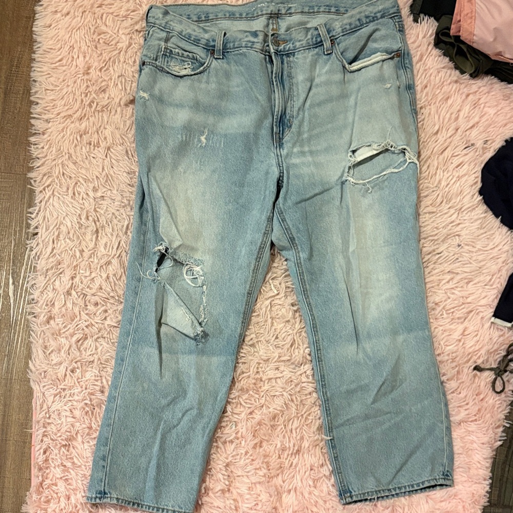 Old Navy Light Blue Distressed Flare Jeans